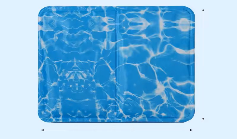 Self-cooling pet gel mat in royal blue water-ripple pattern