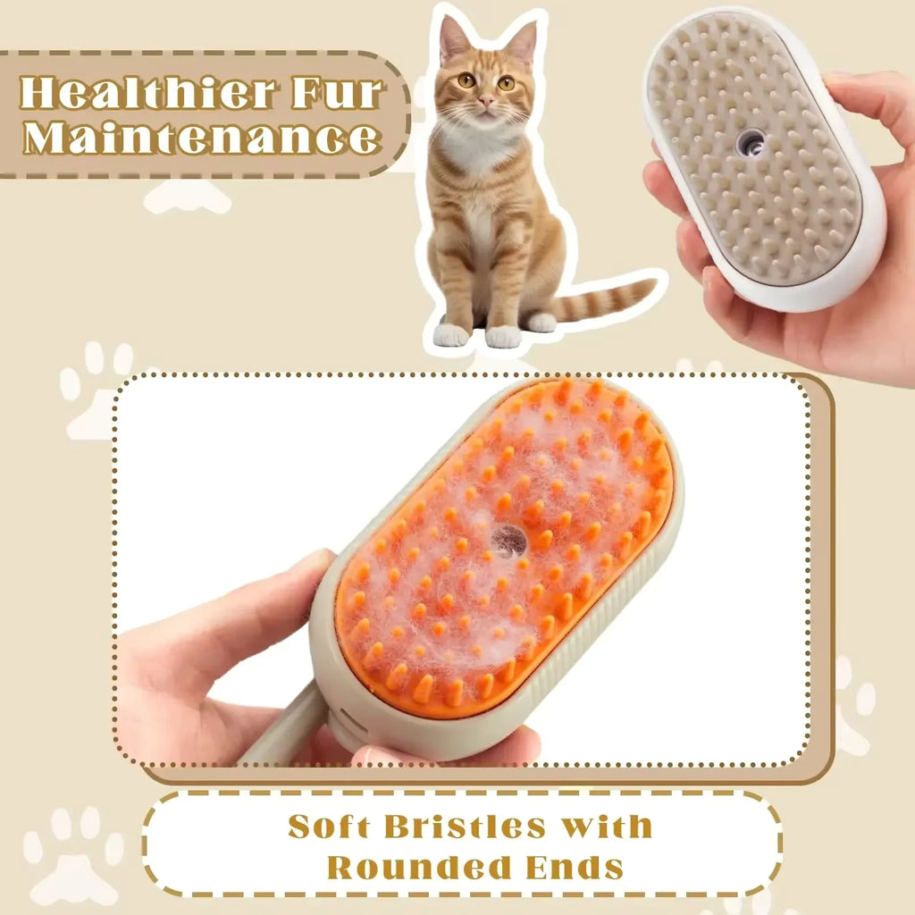 Loose fur collected on the SteamGroom Pro soft rounded bristles after grooming